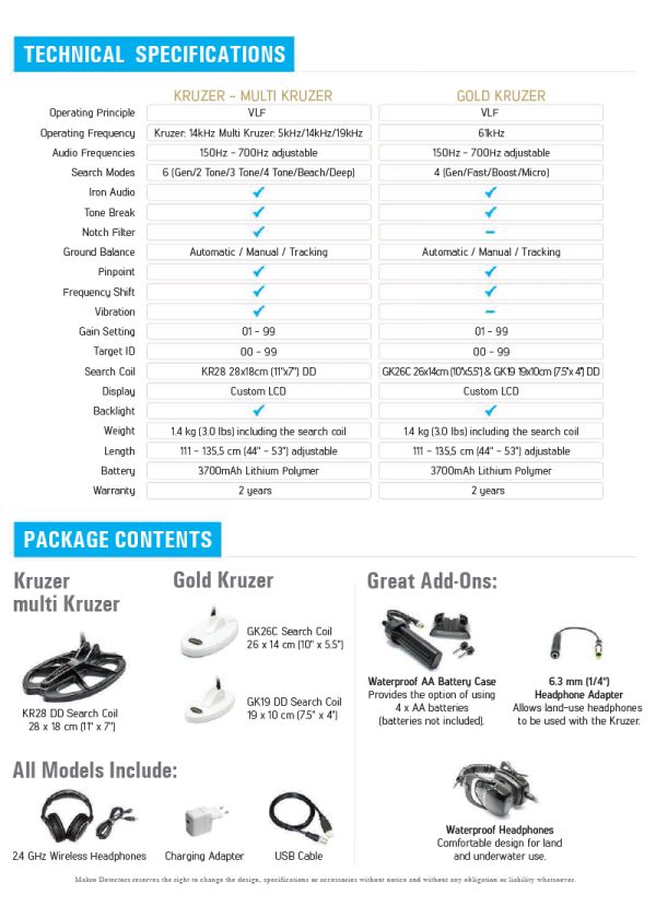 ⁦גלאי מתכות KRUZER MULTI מבית MAKRO DETECTORS⁩ – תמונה ⁦5⁩