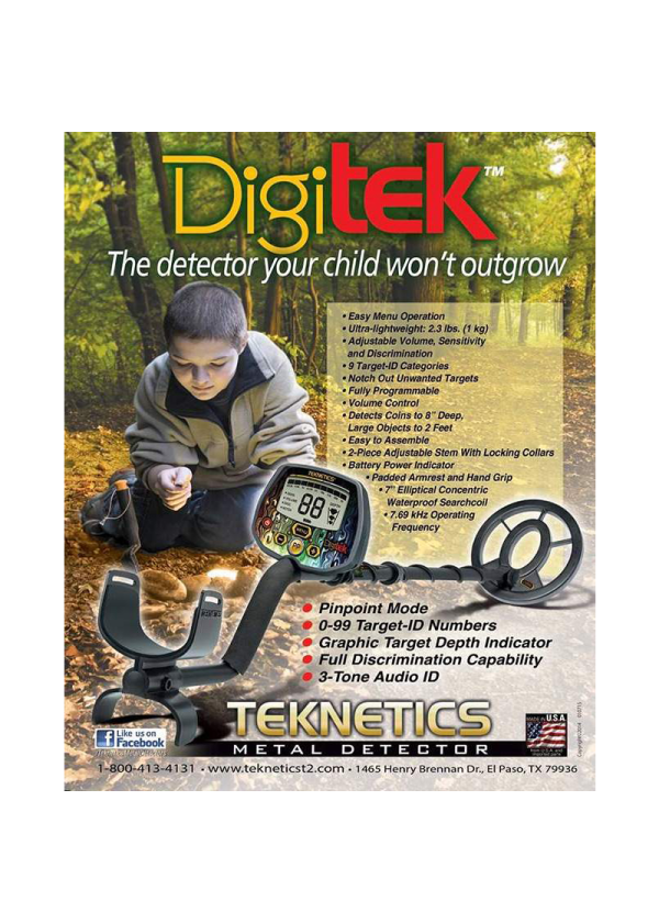 גלאי מתכות TEKNETICS DIGITEK המותאם לילדים