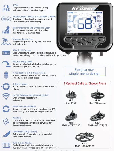 גלאי מתכות KRUZER MULTI מבית MAKRO DETECTORS