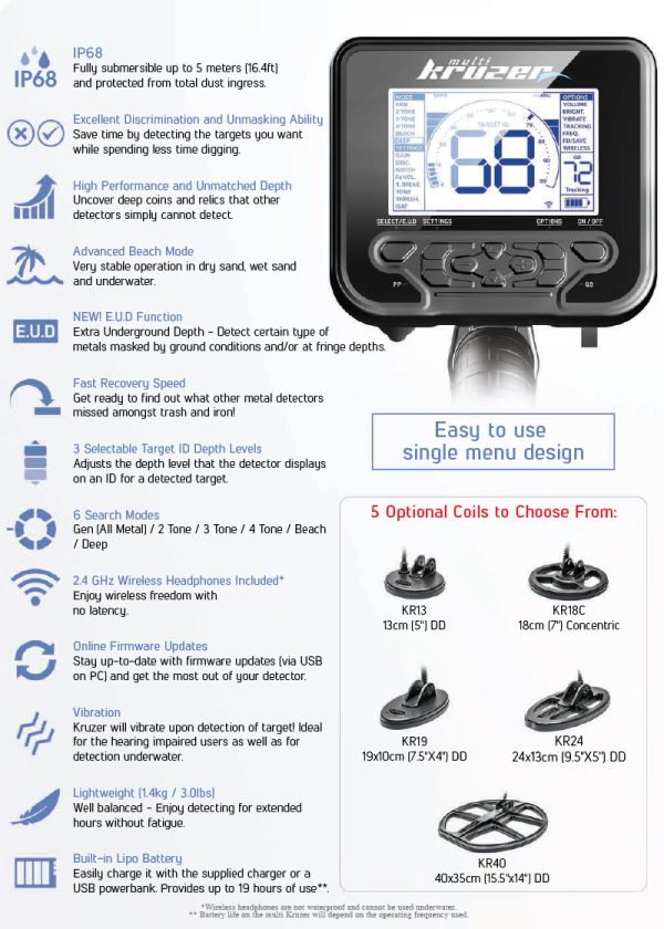 גלאי מתכות KRUZER MULTI מבית MAKRO DETECTORS